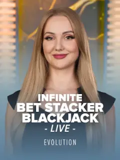 Infinite Bet Stacker Blackjack by Evolution, live table in the Stake lobby